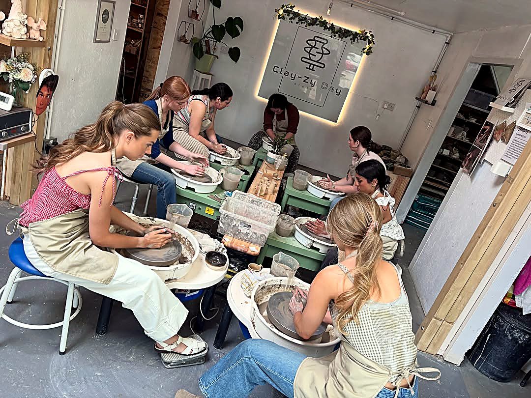 A hand building workshop in progress